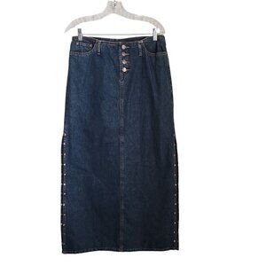 Vintage No‎ Boundaries Maxi Denim Skirt Junior sz 9 W32 Studed Western Cowgirl